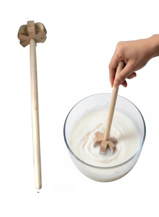 Drumstone (3 Year Warranty) Wooden Whisk Handcrafted Kitchen Beater for Mixing Stirring Blending Wooden, Traditional Lassi Maker, Manual Milk Frother, Stirring Whisk for Yogurt and Buttermilk - Image 1