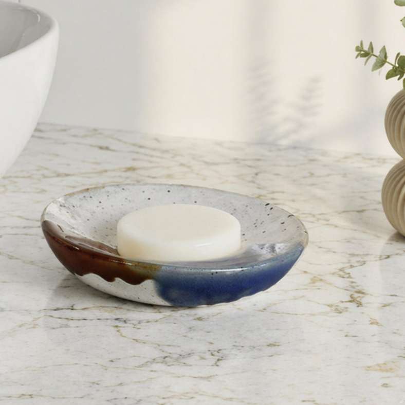 Pan Home Zeena Ceramic Double Glaze Soap Dish 13.2x9.8x3cm - Multicolour - 112AIC9904847 - Image 1