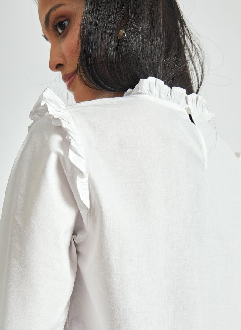 The Label Life Ruffled Pintuck Blouse - White - Image 3