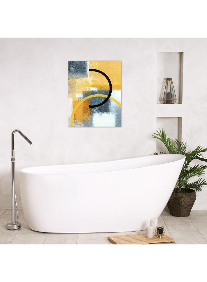 LB Grey and White Wall Art for Bathroom Black Yellow Geometric Aesthetic Canvas Wall Art Wall Paintings Home Decor Modern Wall Pictures for Living Room Bedroom Office Ready To Hang,16x20 Inch - Image 5