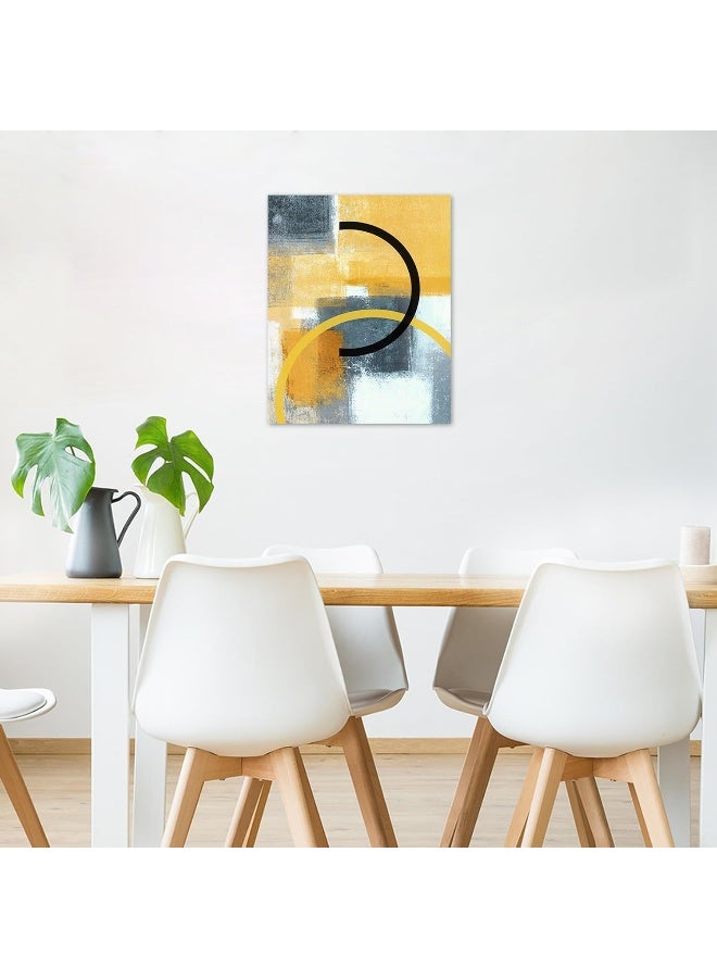 LB Grey and White Wall Art for Bathroom Black Yellow Geometric Aesthetic Canvas Wall Art Wall Paintings Home Decor Modern Wall Pictures for Living Room Bedroom Office Ready To Hang,16x20 Inch - Image 3