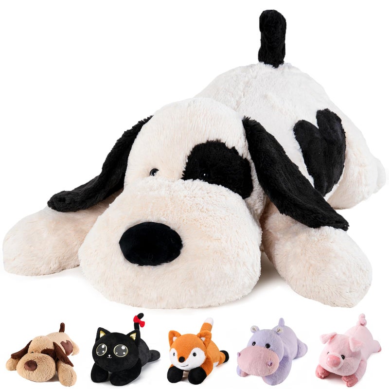 meowtastic Black White Dog Weighted Stuffed Animals 22 Inch 45 Pounds Weighted Plush Dog Stuffed Animals Big Stuffed Dog Plush Pillow Cute Plush Toys Gifts for Kids Adults 22 45 lbs - Image 2