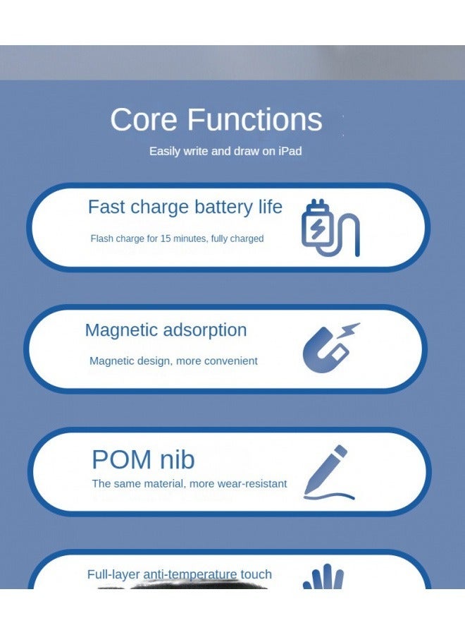 2025 New iPad Pencil with Battery Display, No Offset, No Delay,Stylus Pen with Magnetic  Tilt-Sensitive Design  Fast Charging For Apple iPad 2018 and Later(White) - Image 5