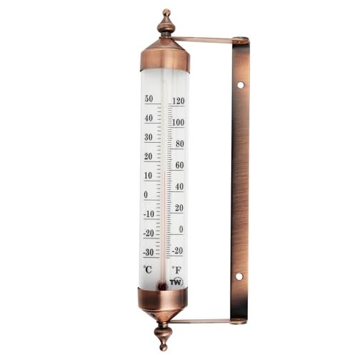 Thermometer World Outside Thermometer With Bronze Effect Design - Stylish Outdoor Thermometer Suitable For Outside Wall Greenhouse Garage - Image 1