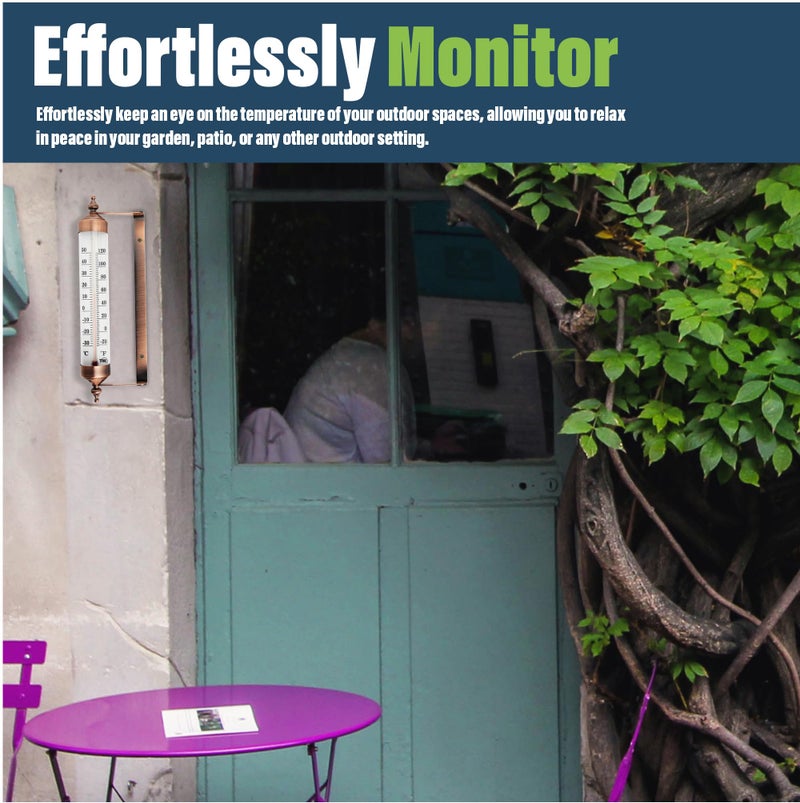 Thermometer World Outside Thermometer With Bronze Effect Design - Stylish Outdoor Thermometer Suitable For Outside Wall Greenhouse Garage - Image 5