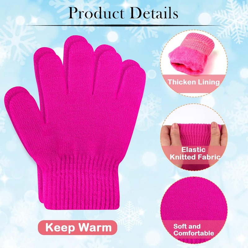 ONESING 3-24 Pairs Winter Knit Gloves for Kids - White Finger Gloves for Boys and Girls - Image 4