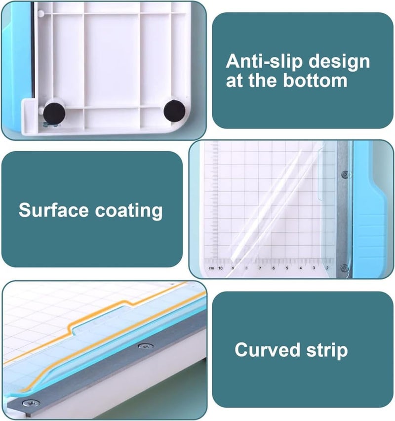 قاطع ورق المقصلة، قاطع ورق محمول، طول القطع 6 بوصات، غير قابل للانزلاق، للكوبونات وورق الحرف والبطاقات والصور، تصميم شريط منحني للقطع الدقيق - Image 3