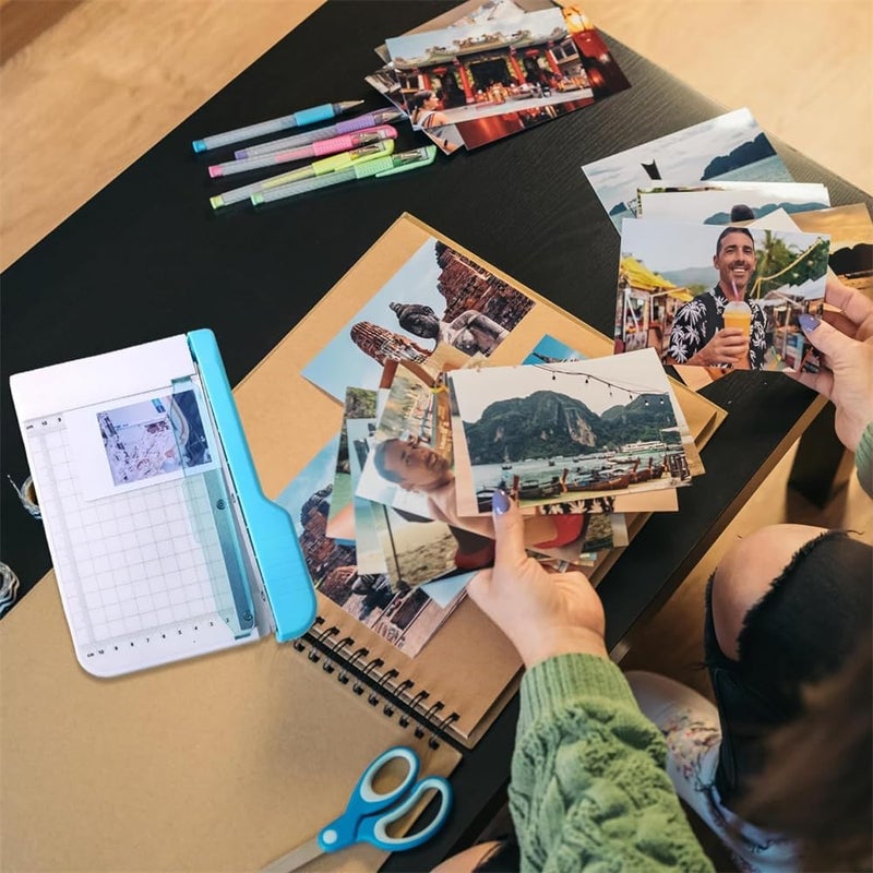 قاطع ورق المقصلة، قاطع ورق محمول، طول القطع 6 بوصات، غير قابل للانزلاق، للكوبونات وورق الحرف والبطاقات والصور، تصميم شريط منحني للقطع الدقيق - Image 2