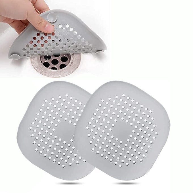 2 PCS SILICONE DRAIN PROTECTOR WITH SUCKER SINK STRAINER PROTECTOR SHOWER DRAIN COVERS HAIR CATCHER STRAINER PLUG TRAP FILTER FOR BATHROOM BATHTUB KITCHEN