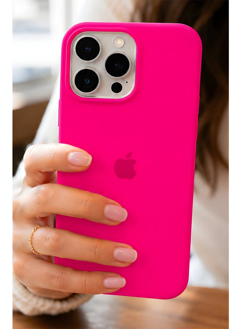 Silicone Case for iPhone 13 Pro – Soft-Touch Shockproof Slim Protective Cover with Soft Inner Lining, Camera Protection & Anti-Slip Grip - Hot Pink - Image 3