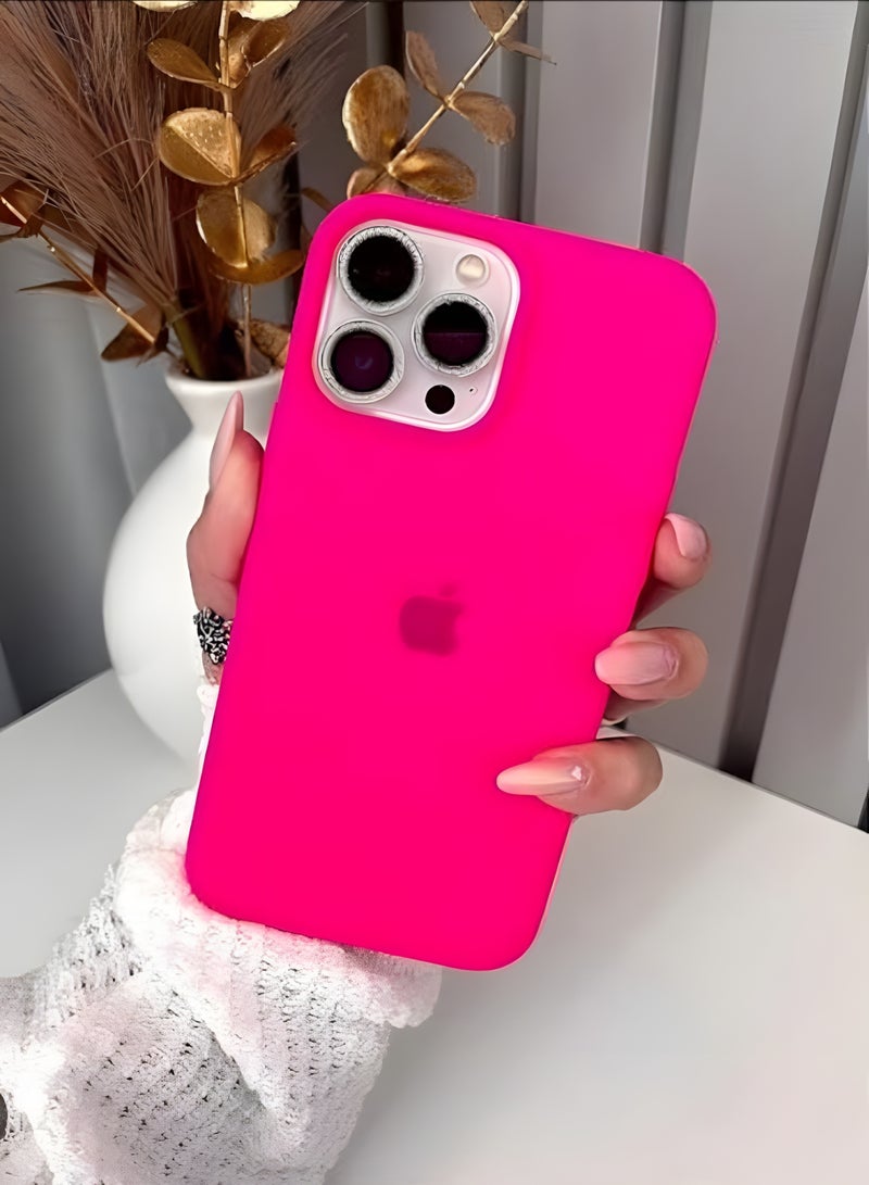 Silicone Case for iPhone 13 Pro – Soft-Touch Shockproof Slim Protective Cover with Soft Inner Lining, Camera Protection & Anti-Slip Grip - Hot Pink - Image 2