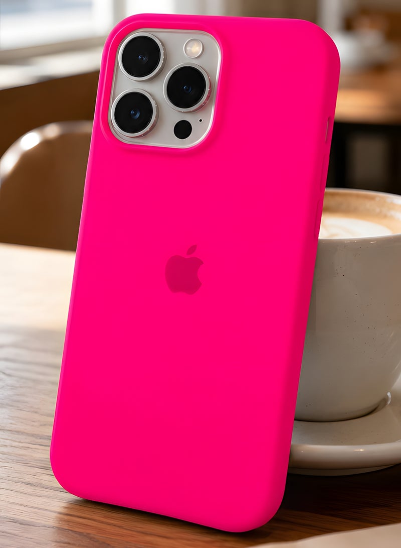 Silicone Case for iPhone 13 Pro – Soft-Touch Shockproof Slim Protective Cover with Soft Inner Lining, Camera Protection & Anti-Slip Grip - Hot Pink - Image 4