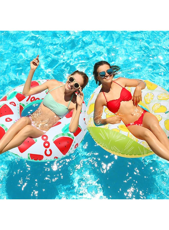 KASTWAVE 2 Pcs Large Inflatable Pool Float Tube Chair 37 Inch Hawaiian Swimming Tube Tropical Swimming Ring Cool Water Hammock Chair For Summer Pool Party - Image 2