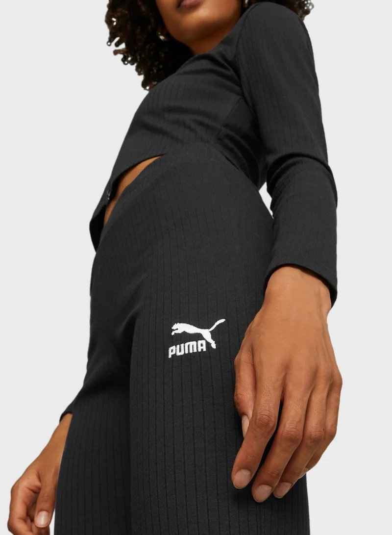 PUMA Classics Ribbed Flared Leggings
