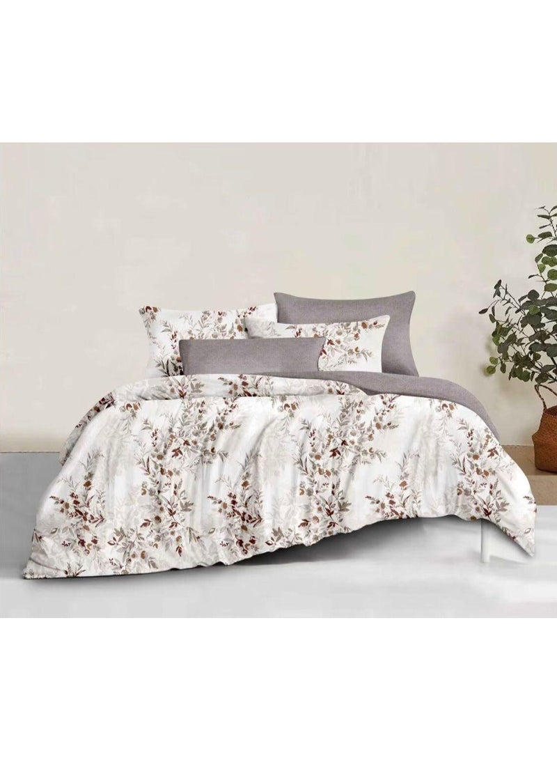 طقم مفروشات فاخر بحجم كينج مكون من 6 قطع - تصميم بسيط، غطاء لحاف 220×240 سم مع شرشف مطاطي و4 أغطية وسائد