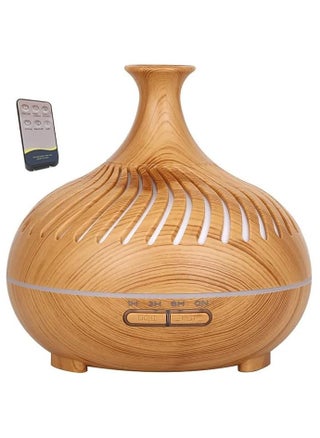 500ml Essential Oil Diffuser with Remote Control, 4 Timers, Safety Switch, Auto Off, 7 Colorful LED Light Modes, 10 Hours Quiet Humidifier for Bedroom, Office, Home (Light Wood) - pzsku/ZD9A24F04F6F9F5B8C322Z/45/_/1736350569/24934dcd-637e-4aeb-a755-a7e88a9964ee