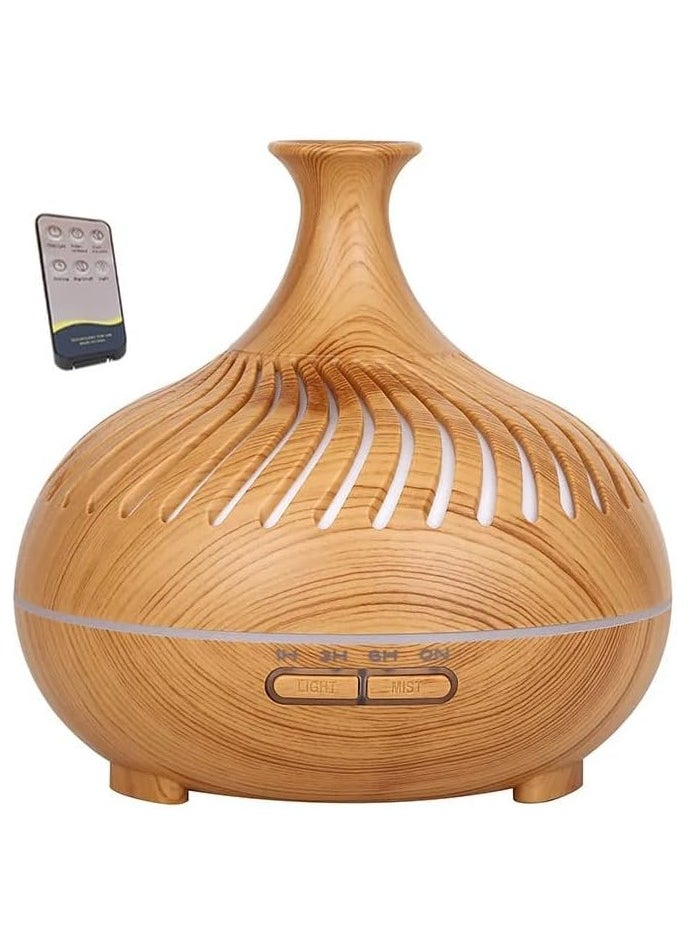 Generic 500ml Essential Oil Diffuser with Remote Control, 4 Timers, Safety Switch, Auto Off, 7 Colorful LED Light Modes, 10 Hours Quiet Humidifier for Bedroom, Office, Home (Light Wood)  - Image 1