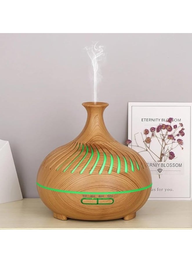 Generic 500ml Essential Oil Diffuser with Remote Control, 4 Timers, Safety Switch, Auto Off, 7 Colorful LED Light Modes, 10 Hours Quiet Humidifier for Bedroom, Office, Home (Light Wood)  - Image 2