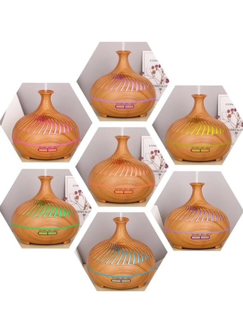 Generic 500ml Essential Oil Diffuser with Remote Control, 4 Timers, Safety Switch, Auto Off, 7 Colorful LED Light Modes, 10 Hours Quiet Humidifier for Bedroom, Office, Home (Light Wood)  - Image 3