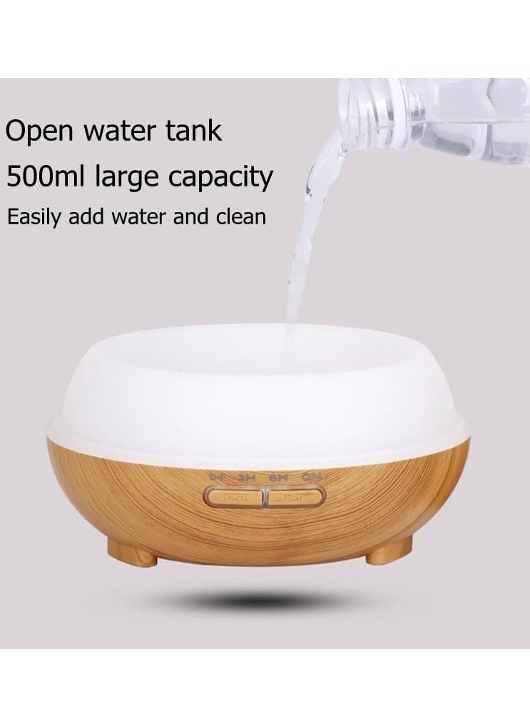 Generic 500ml Essential Oil Diffuser with Remote Control, 4 Timers, Safety Switch, Auto Off, 7 Colorful LED Light Modes, 10 Hours Quiet Humidifier for Bedroom, Office, Home (Light Wood)  - Image 4