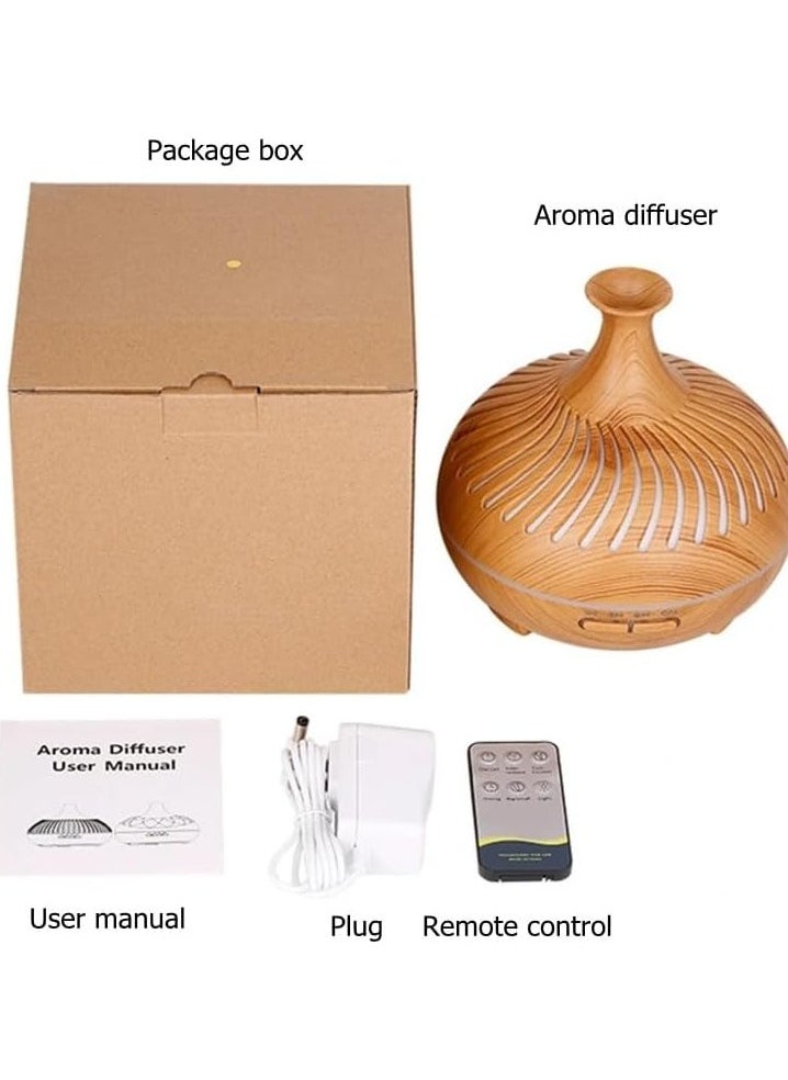 Generic 500ml Essential Oil Diffuser with Remote Control, 4 Timers, Safety Switch, Auto Off, 7 Colorful LED Light Modes, 10 Hours Quiet Humidifier for Bedroom, Office, Home (Light Wood)  - Image 5