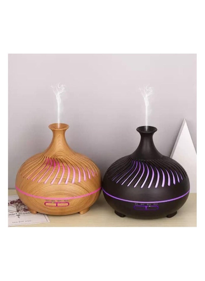 500ml Essential Oil Diffuser with Remote Control, 4 Timers, Safety Switch, Auto Off, 7 Colorful LED Light Modes, 10 Hours Quiet Humidifier for Bedroom, Office, Home (Light Wood)