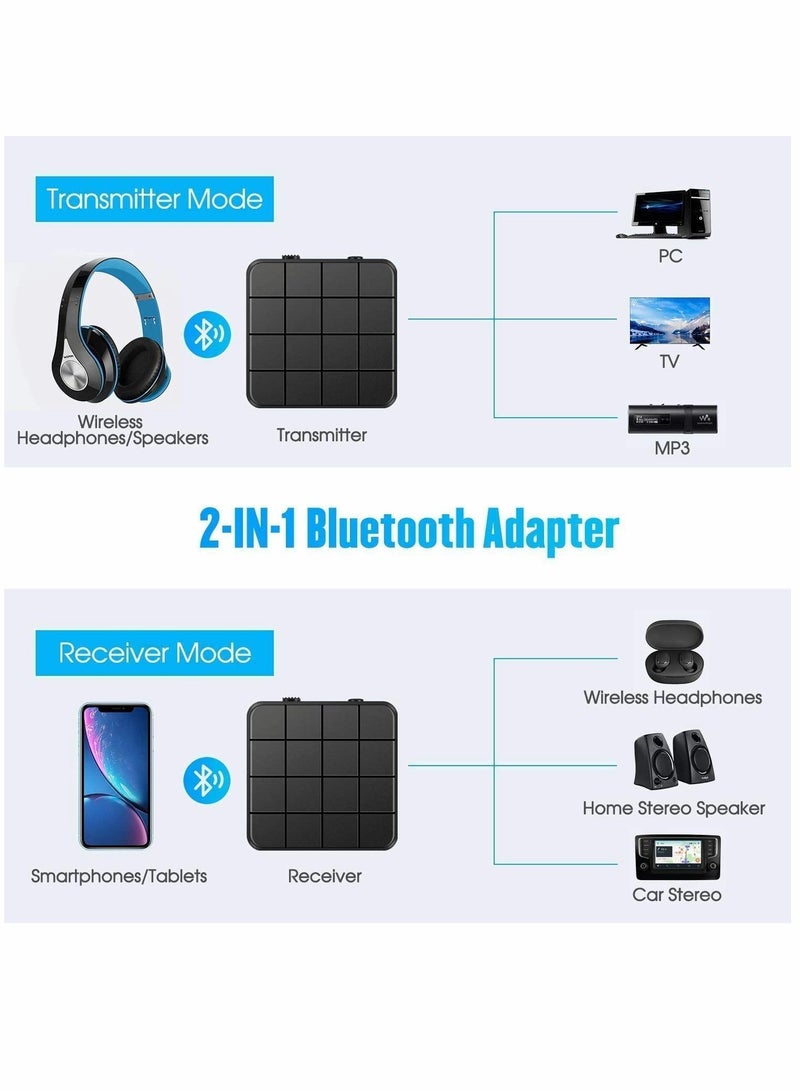 Y&D Bluetooth 5.0 Transmitter Receiver, Audio Adapter, 2-in-1 Adapter Mini Portable RCA & 3.5mm AUX Compatible Low Latency HD Sound for TV/Home Stereo System (black)  - Image 3
