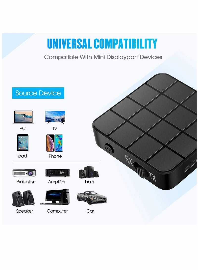 Y&D Bluetooth 5.0 Transmitter Receiver, Audio Adapter, 2-in-1 Adapter Mini Portable RCA & 3.5mm AUX Compatible Low Latency HD Sound for TV/Home Stereo System (black)  - Image 4