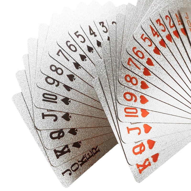 KIDOZ Waterproof Plastic Playing Cards – PVC Poker Set for Adults | Durable & Washable Classic Table Cards | Stylish Playing Deck Cards (Silver) - Image 3