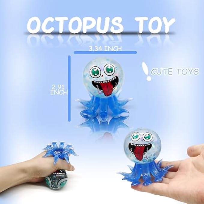 ZTATU Octopus Suction Toys Stress Balls for Kids (1PCS) Sensory Octopus Squishy Fidget Toys Party Favors Sea Animals, Stress Relief Squeeze Ball, Easter Basket Stuffers - Image 2