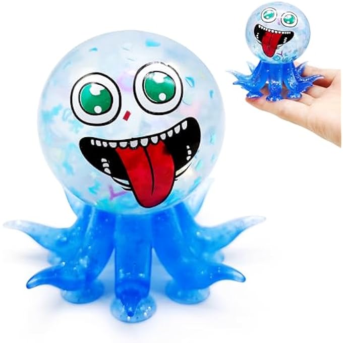 ZTATU Octopus Suction Toys Stress Balls for Kids (1PCS) Sensory Octopus Squishy Fidget Toys Party Favors Sea Animals, Stress Relief Squeeze Ball, Easter Basket Stuffers - Image 1