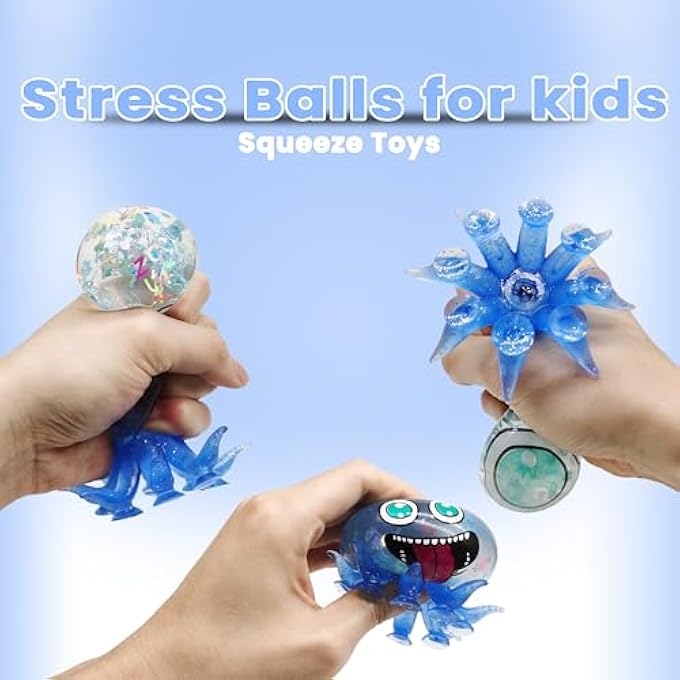 ZTATU Octopus Suction Toys Stress Balls for Kids (1PCS) Sensory Octopus Squishy Fidget Toys Party Favors Sea Animals, Stress Relief Squeeze Ball, Easter Basket Stuffers - Image 4