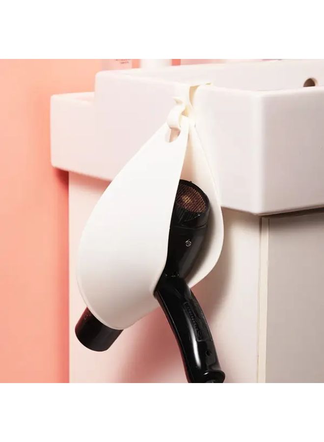 White No Drill Hair Dryer Holder Space Saving Wall Mount Bathroom Organizer - Image 5