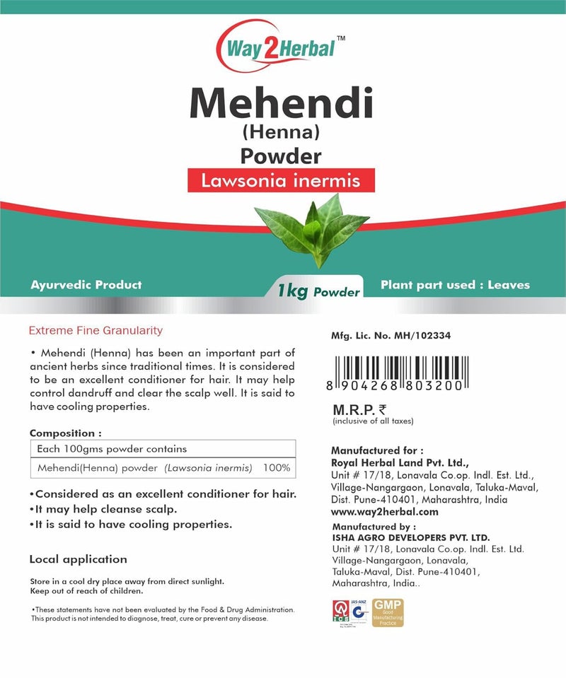 Way2Herbal Mehandi powder 1 Kg Pack of 1 - Image 2