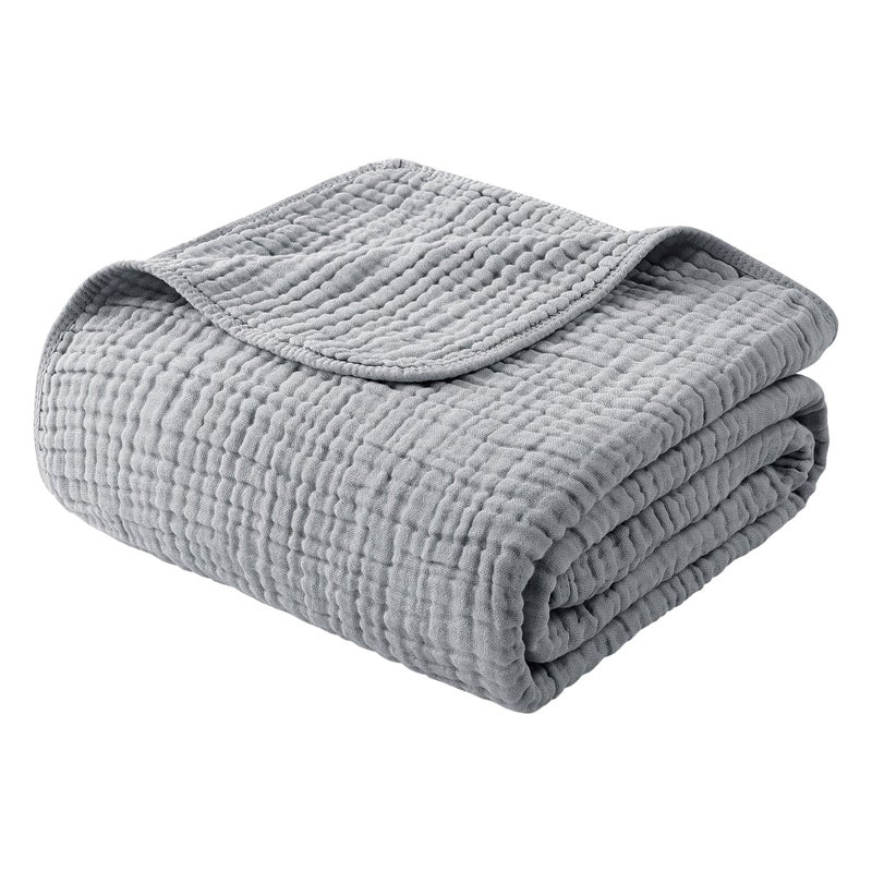 YOOFOSS Yoofoss Muslin Blanket 100 Organic Cotton Large Twin Size 60 x 80 for Bed Couch Summer Gauze Blanket for Adults Lightweight and Breathable Grey