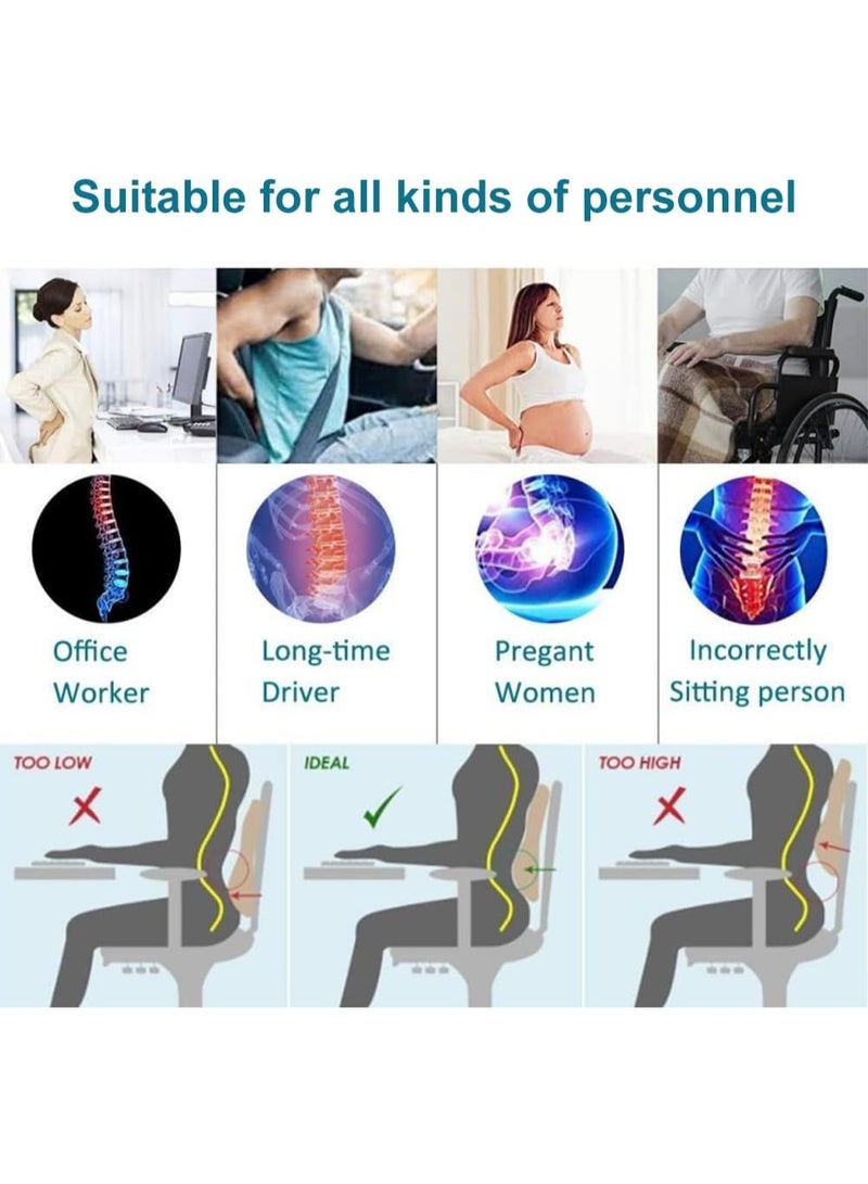 وسادة دعم الظهر الأيرغونومية - وسادة الظهر من قطن الذاكرة لكرسي المكتب، كرسي السيارة والاستخدام المنزلي | تخفف آلام الظهر للسائقين، موظفي المكتب والنساء الحوامل - Image 3