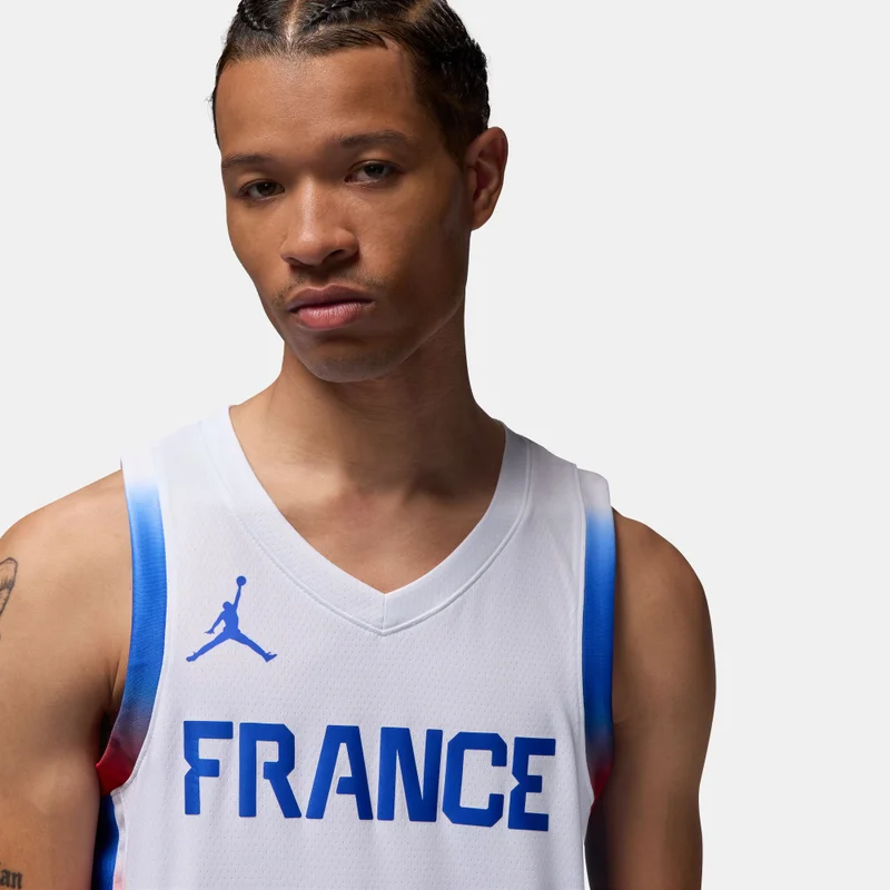 Jordan White Men's France Limited Dri-FIT Home Replica Basketball Jersey for Men | Best Price UAE