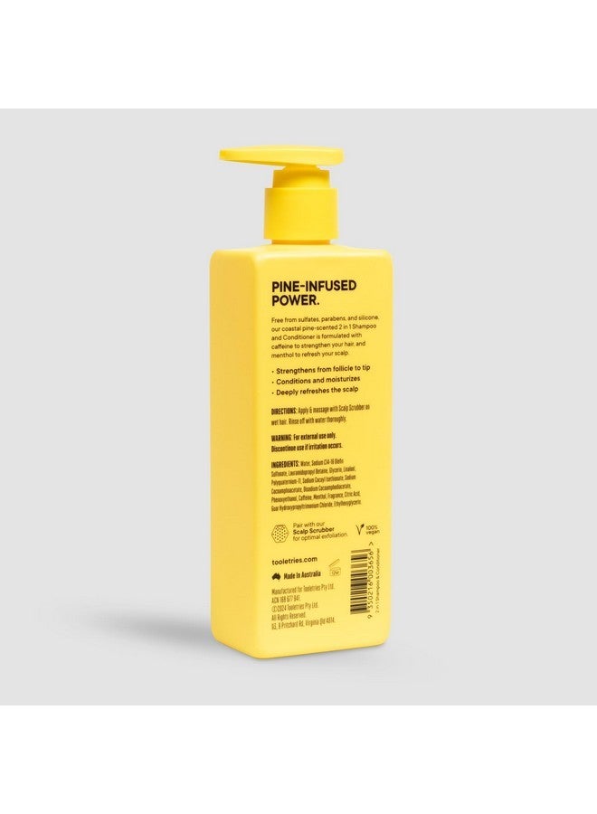 توليتريز شامبو وبلسم 2 في 1 للرجال من تولتريز كوستال باين - غسول شعر برائحة الصنوبر مع المنثول والكافيين لتعزيز نمو الشعر، خالٍ من الكبريتات والبارابين - 300 مل / 10.1 أونصة - Image 2