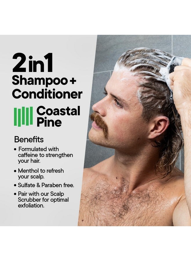 توليتريز شامبو وبلسم 2 في 1 للرجال من تولتريز كوستال باين - غسول شعر برائحة الصنوبر مع المنثول والكافيين لتعزيز نمو الشعر، خالٍ من الكبريتات والبارابين - 300 مل / 10.1 أونصة - Image 3