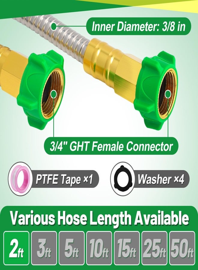 Beeplove 2ft Short Garden Hose with Female to Female Connector - Metal Leakproof Leader Hose for Reel, Heavy Duty 304 Stainless Steel Flexible Water Pipe for Outdoor Garden Watering Car Pet Cleaning - Image 5