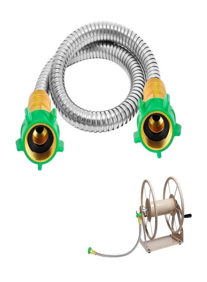 Beeplove 2ft Short Garden Hose with Female to Female Connector - Metal Leakproof Leader Hose for Reel, Heavy Duty 304 Stainless Steel Flexible Water Pipe for Outdoor Garden Watering Car Pet Cleaning - Image 1
