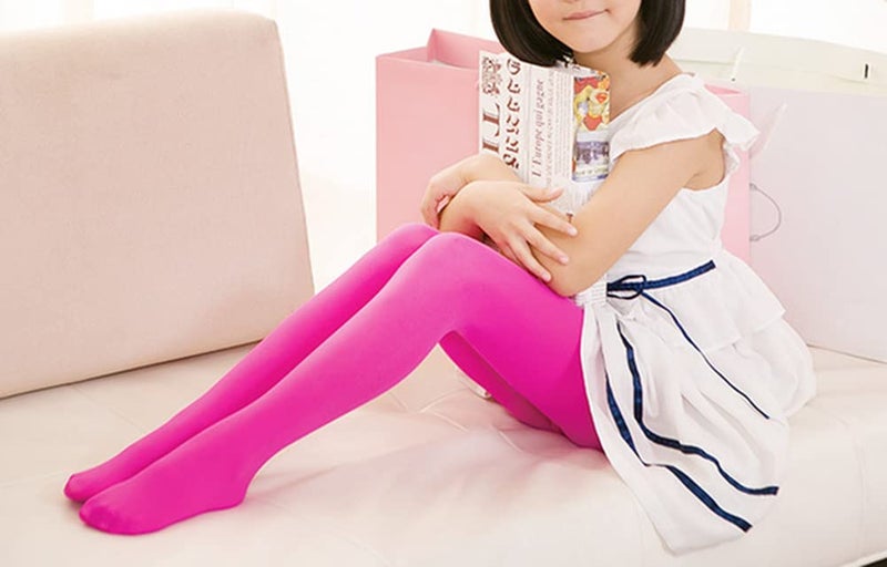 CHUNG Girls Light Weight High Stretchy Footed Legging Lights Students Ballet Bottom, Bright Pink, 2-3Y - Image 3