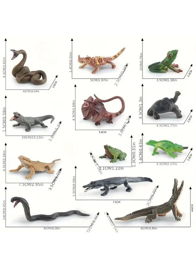 12Pcs Wild Animals Model Set Lizard Chameleon Snake Crocodile Frog Turtle - Image 3