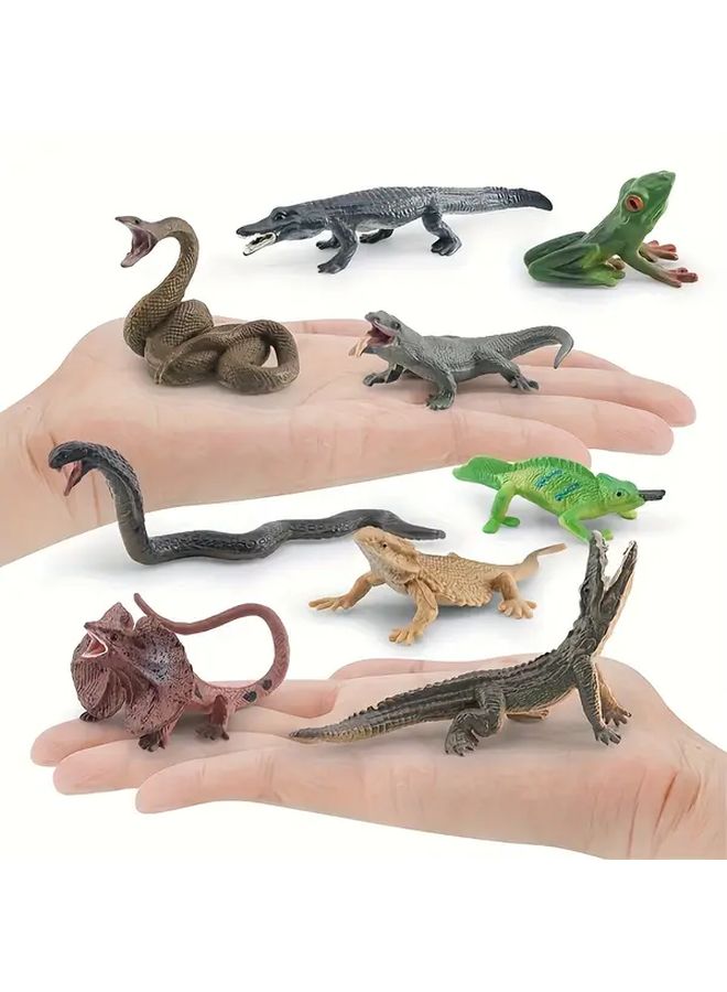 12Pcs Wild Animals Model Set Lizard Chameleon Snake Crocodile Frog Turtle - Image 5