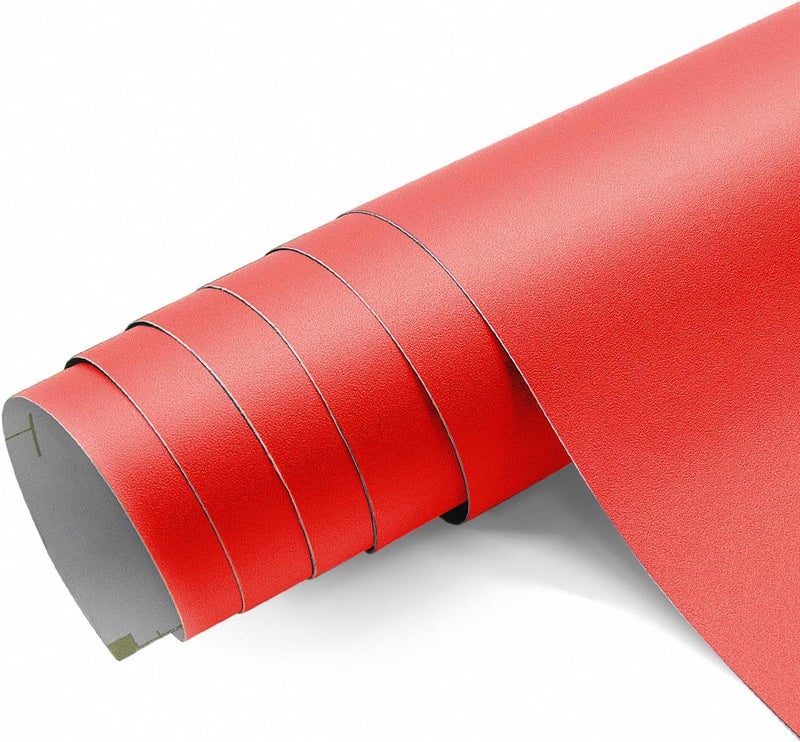 seonta 16"x78.7" Red Wallpaper Peel and Stick Wall Paper Self Adhesive Removable Thick Decorative Vinyl Film Waterproof Contact Paper for Walls Countertop Cabinets Furniture - Image 1