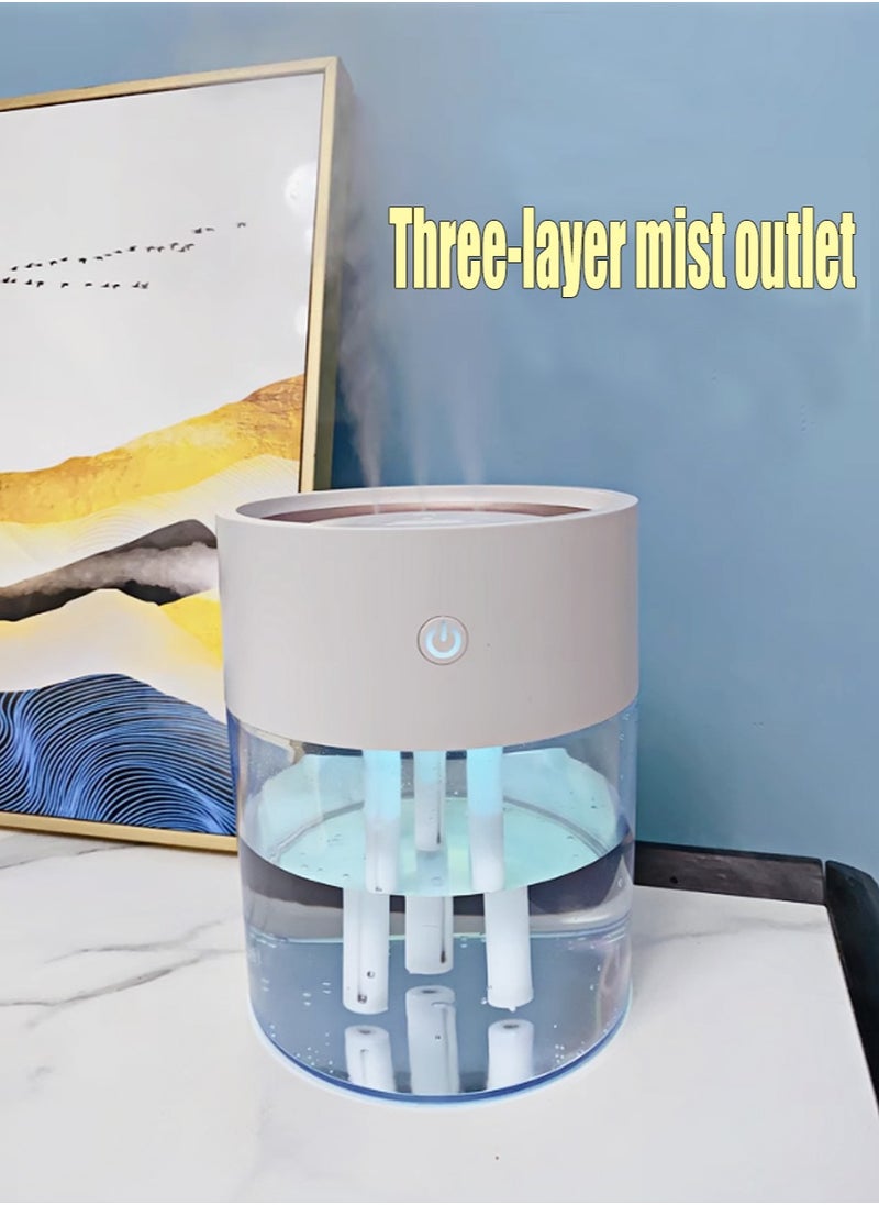 Perfin - 2L large-capacity ultrasonic humidifier, three holes for efficient operation. 7-color LED lights shine. Start luxurious aromatherapy humidification. - Image 1
