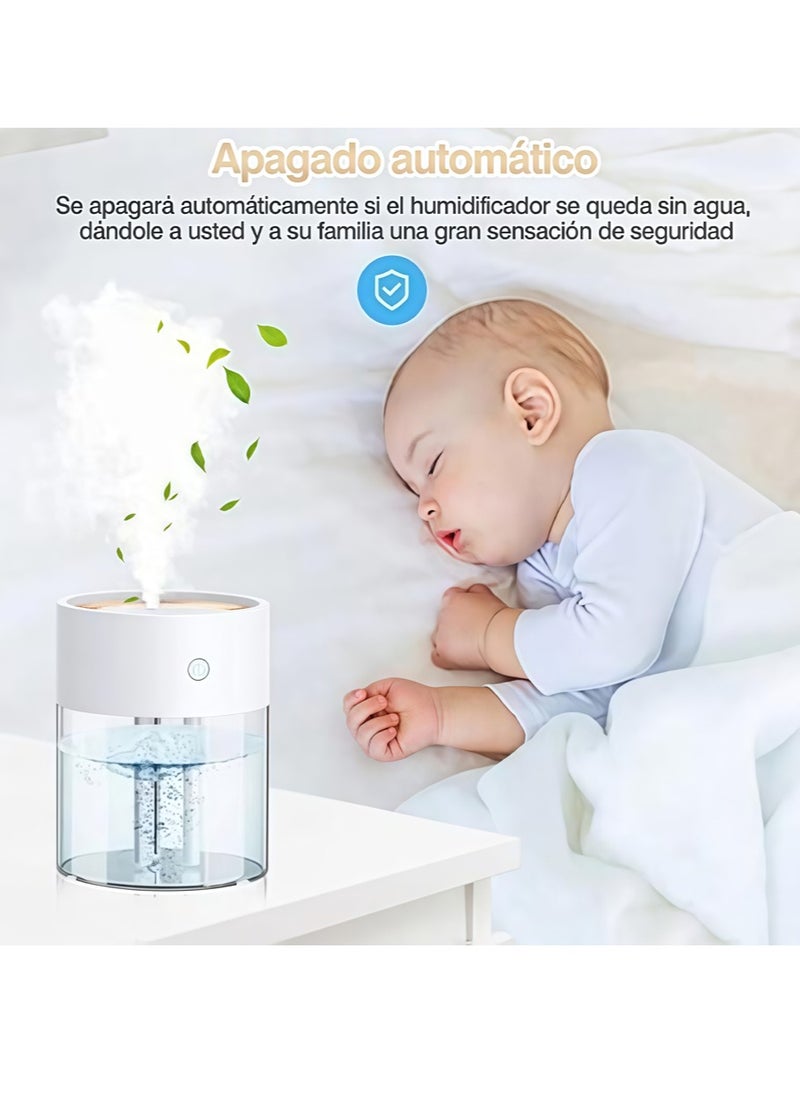 Perfin - 2L large-capacity ultrasonic humidifier, three holes for efficient operation. 7-color LED lights shine. Start luxurious aromatherapy humidification. - Image 1