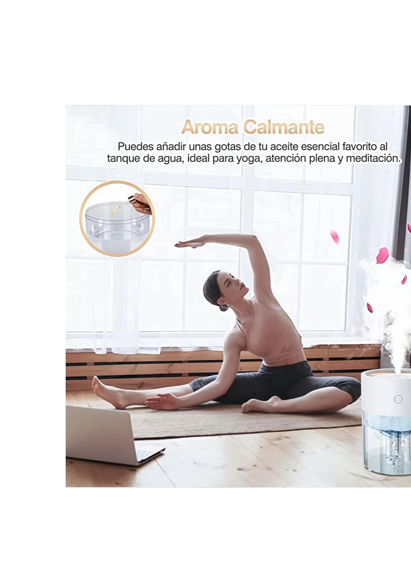 Perfin - 2L large-capacity ultrasonic humidifier, three holes for efficient operation. 7-color LED lights shine. Start luxurious aromatherapy humidification. - Image 1