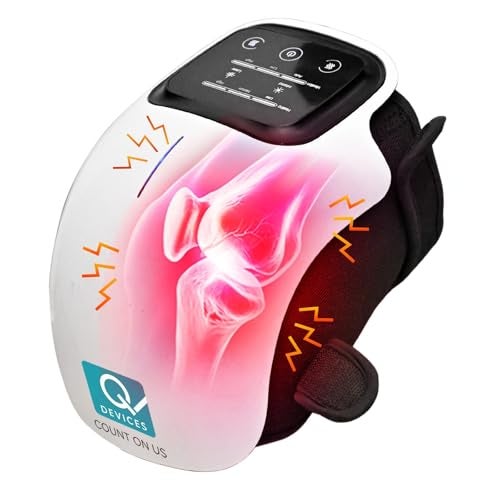 Q DEVICES Smart Knee Massager with Heat & Vibration – Red Light Therapy for Arthritis, Joint Pain & Swelling – 3 Modes LED Touch Screen Portable Knee Heating Pad – Rechargeable – 1 Year Warranty - Image 1