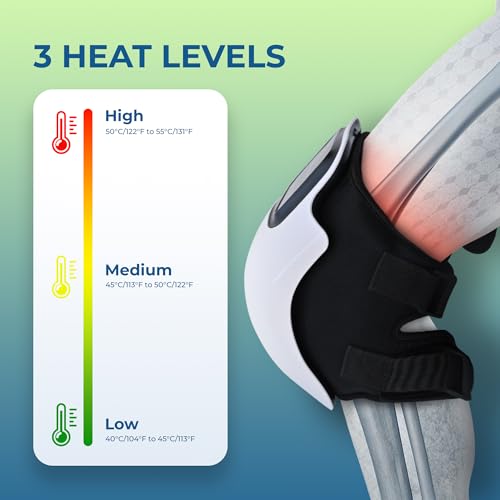 Q DEVICES Smart Knee Massager with Heat & Vibration – Red Light Therapy for Arthritis, Joint Pain & Swelling – 3 Modes LED Touch Screen Portable Knee Heating Pad – Rechargeable – 1 Year Warranty - Image 4